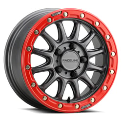 Picture of Raceline Wheels A14GR-57037+10 Alpha Beadlock UTV Wheel 15x7 Gunmetal Red