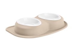 Picture of WeatherTech PDL9603TN Double Low 96 oz Poly Bowl Pet Feeding System Tan