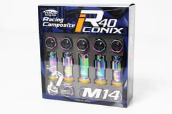 Picture of Project Kics WRIA14NK R40 Iconix Lug Nuts Neo Chrome M14x1.5 20pc with Black Caps