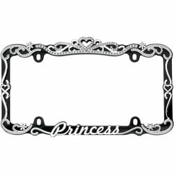 Picture of Rock Tamers 22635 Princess License Plate Frame Chrome Black Metal