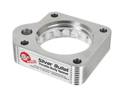 Picture of aFe 46-33004 Silver Bullet Throttle Body Spacer - Serrated/Helix Design, 6061-T6 Billet Aluminum
