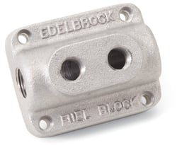 Picture of Edelbrock 1280 Vintage Cast Aluminum Fuel Block for Dual Carburetors