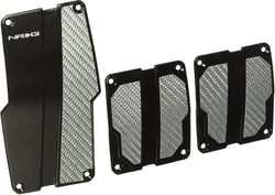 Picture of NRG Innovations PDL-100BK Brushed Aluminum Sport Pedal Pads Black with Silver Carbon Manual Transmission