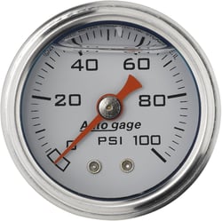 Picture of AutoMeter 2177 1.5" Liquid Filled Mechanical Pressure Gauge 0-100 PSI White