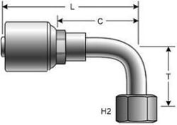 Picture of Gates G25240-1616 MegaCrimp Female Flat-Face O-Ring Swivel 90° Hydraulic Coupling