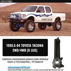 Picture of Fabtech FTS70007PS Passenger Side Spindle Kit for Toyota Tacoma