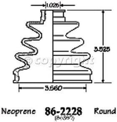 Picture of EMPI 86-2228-D CV Joint Boot Front Outer with Clamps Black Neoprene