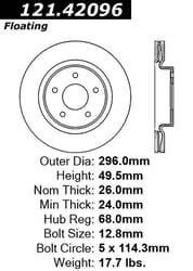 Centric 121.42096 C-TEK Standard Vented Front Disc Brake Rotor — image 2