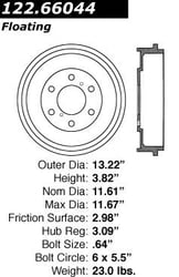 Picture of Centric 122.66043 Premium Brake Drum Rear OE Replacement