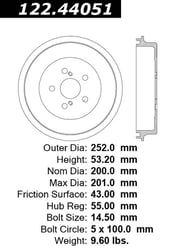 Picture of Centric 122.44050 Premium Brake Drum