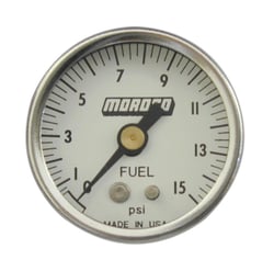 Picture of Moroso 65370 Fuel Pressure Gauge 0-15 PSI Alcohol Safe 1.5 Inch